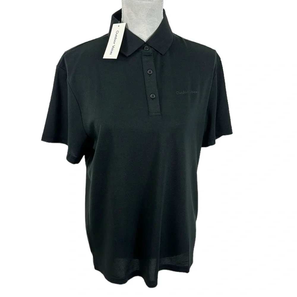 Outdoor Voices Birdie Polo Shirt Women's M Black NWT‎ - Picture 2 of 13